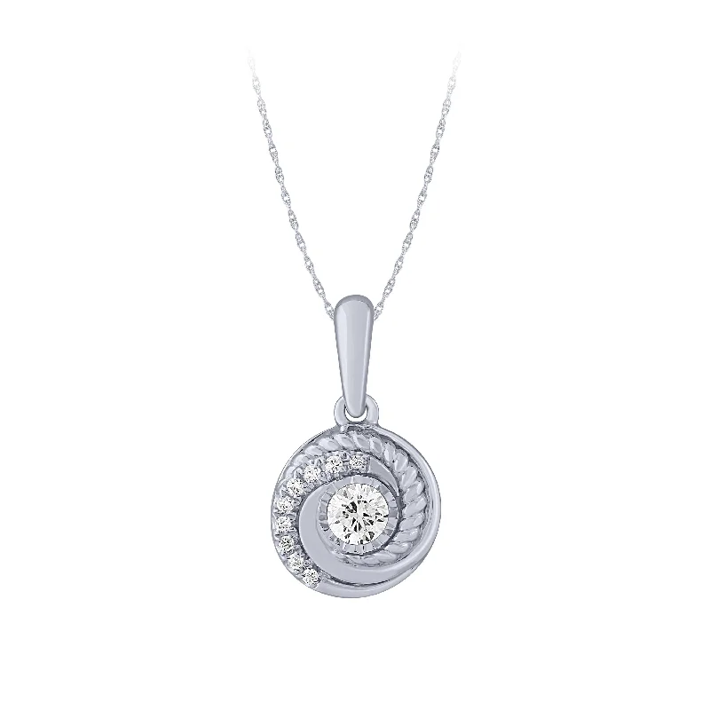 Regal diamond necklaces-14K White Gold 1/5Ct Spiral Diamond Pendant