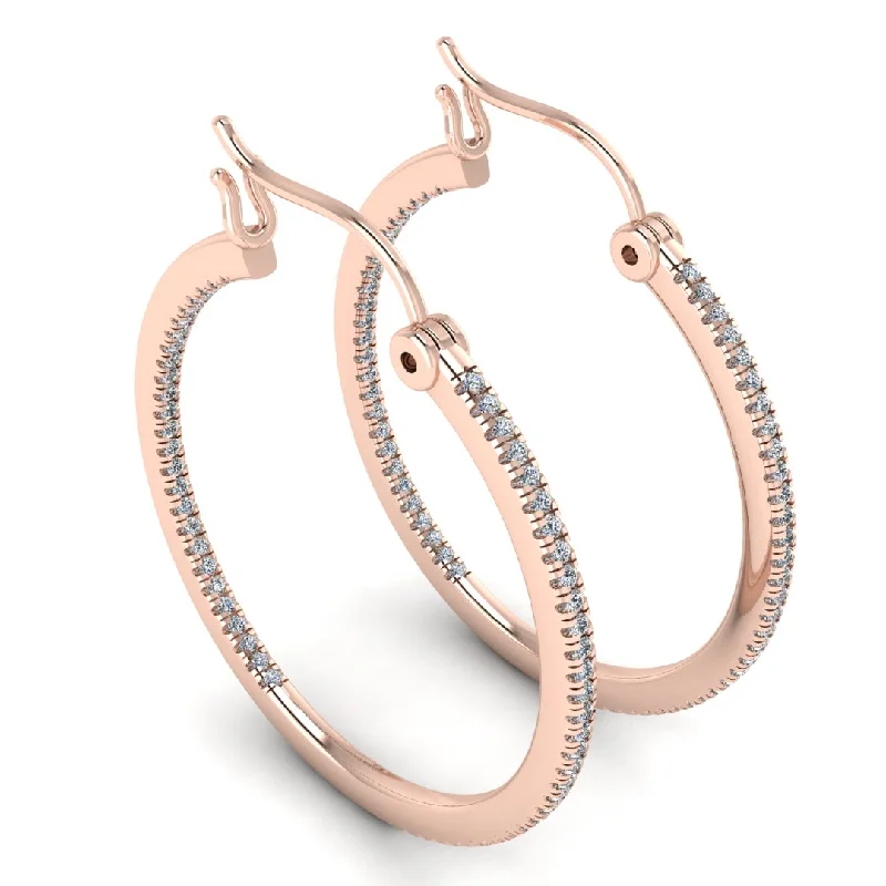 Sea theme earrings-Natural Diamond Rose Gold Hoop Earrings ER1D