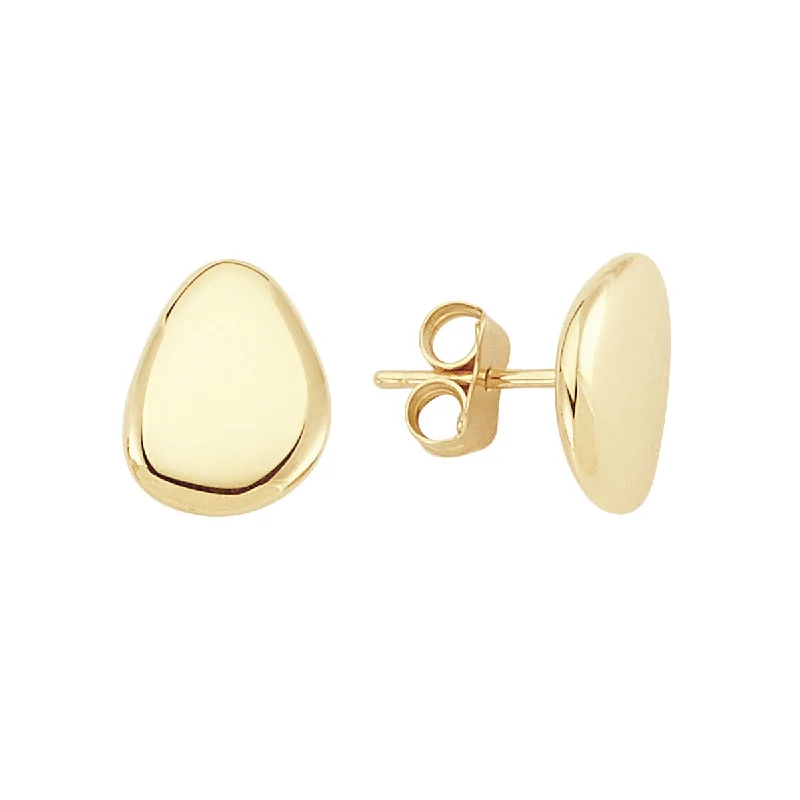 Leaf pattern earrings-14k Yellow Gold Free Form Shape Stud Earrings