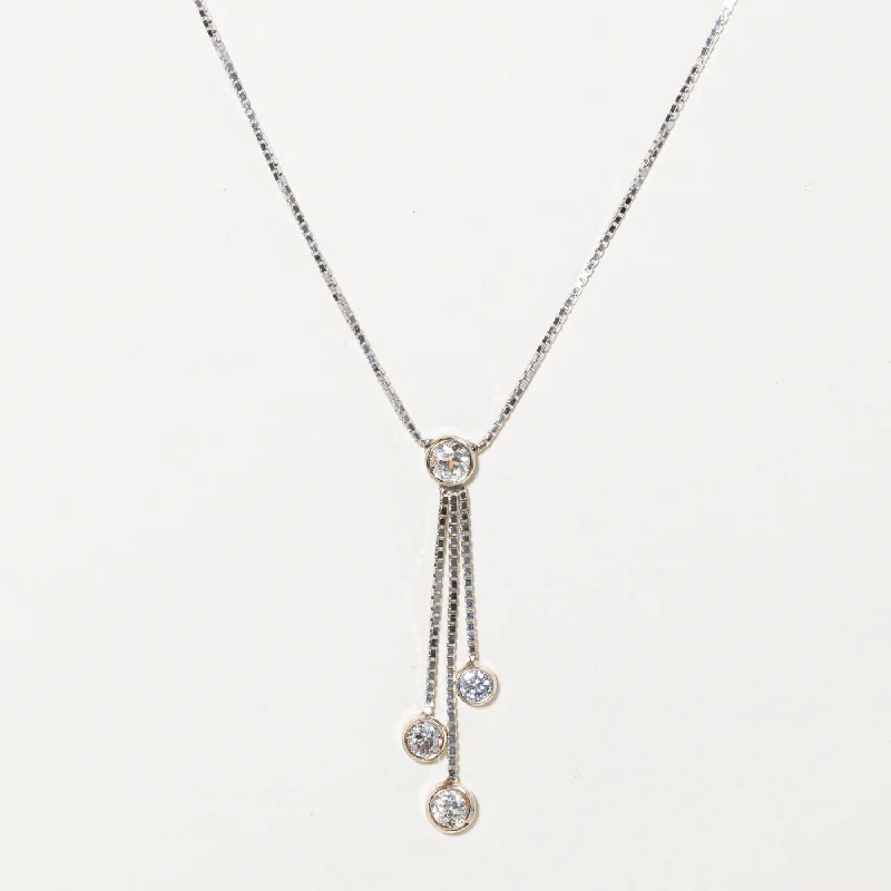 Tide shape necklaces-Bezel Set Diamond Drop Pendant Necklace | 1.08ctw | 16" |