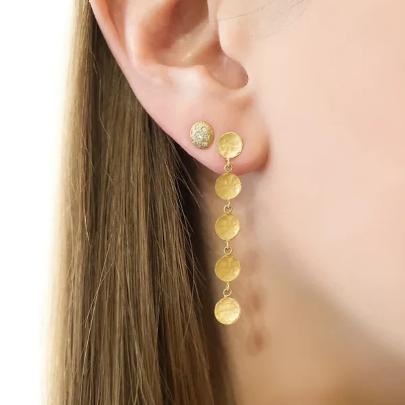 Wide hoop earrings-Diamond Stardust Button Stud Earrings