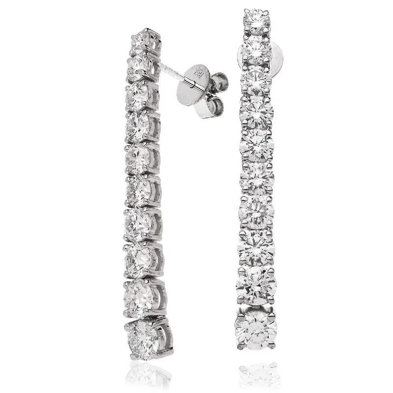 Glossy gold earrings-DIAMOND DROP EARRINGS IN 18K WHITE