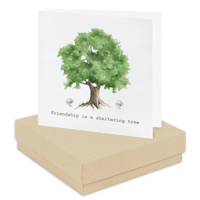 Friendship Tree Sterling Silver Studs in Boxed Card - Handmade Gift for Her