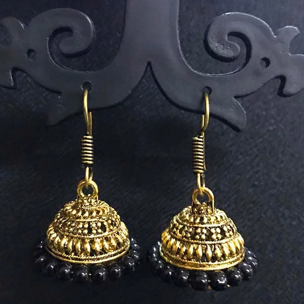 Leaf hoop earrings-High Quality Indian Made Oxidized Jhumka Earring Sold by per Pair Pack