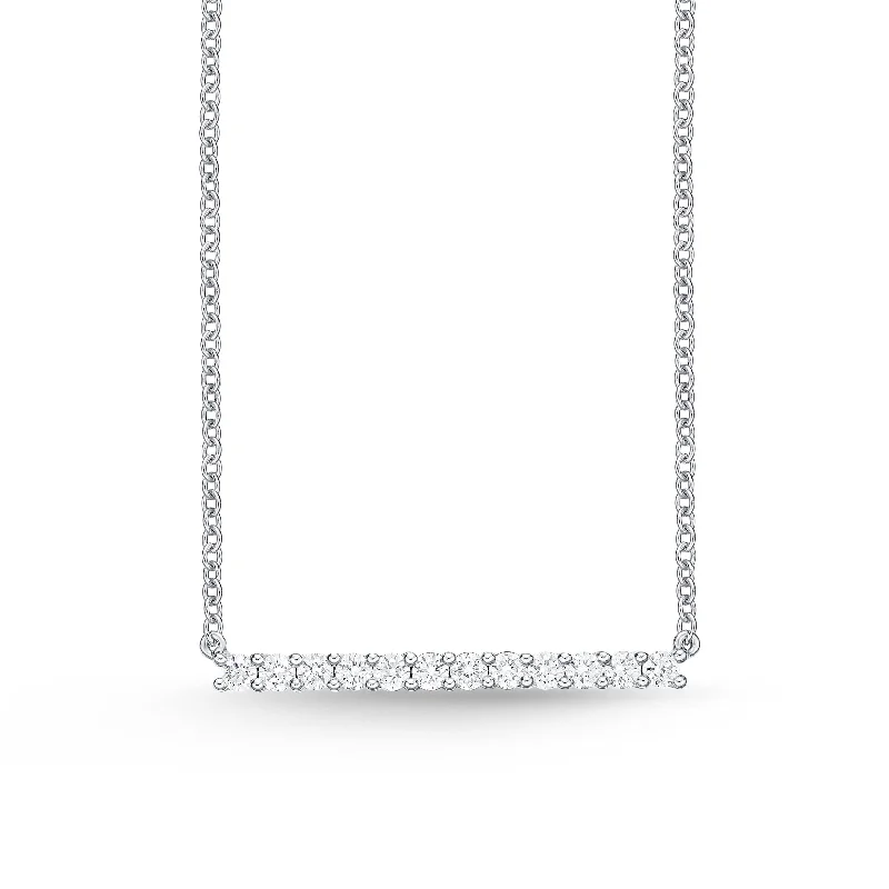 Fog glass necklaces-Horizontal Diamond Bar Necklace in 18K White Gold