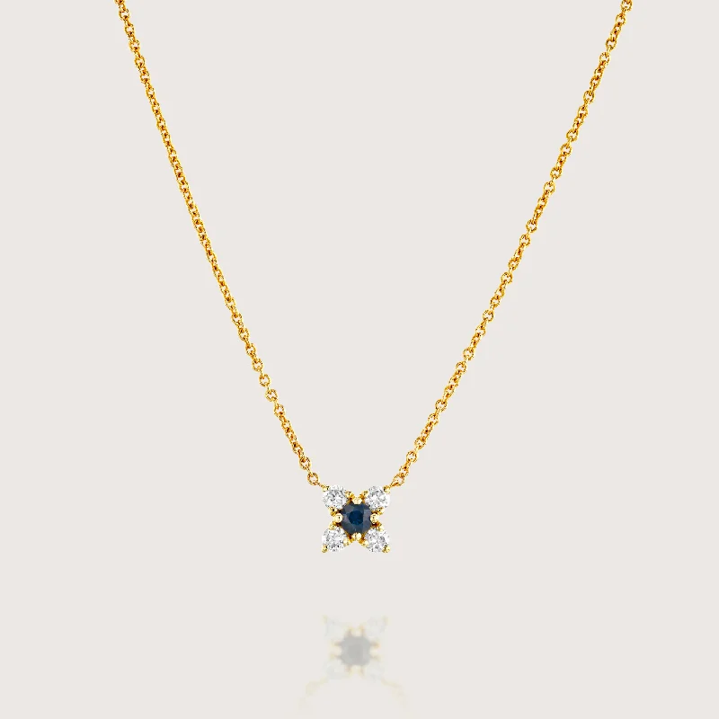 Sleek bar necklaces-Valentina Gold Necklace White Diamonds & Sapphire