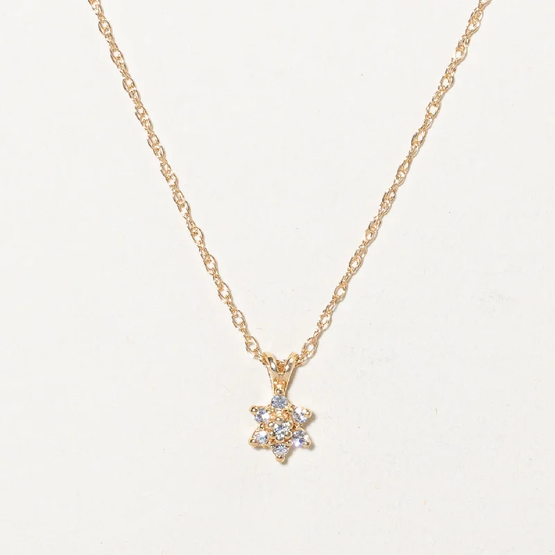 Stamped monogram necklaces-Diamond Flower Pendant Necklace | 0.11ctw | 16" |