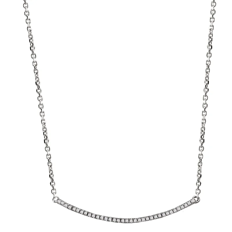 Twin birthstone necklaces-Curved Diamond Bar Necklace