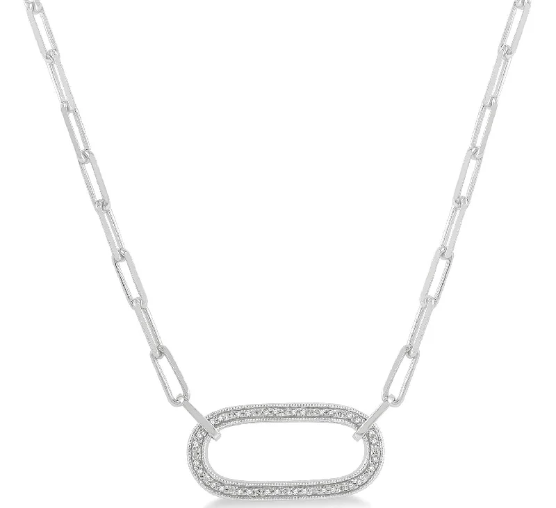 Shiny crystal necklaces-Paper Clip Diamond Necklace - 1/10 Carat