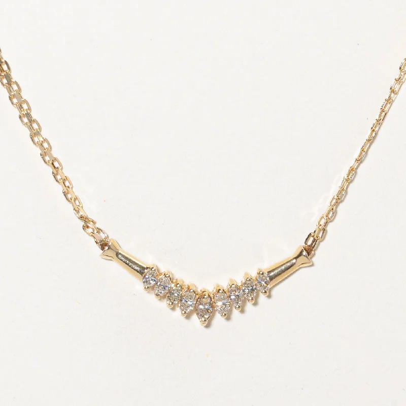 Bright druzy necklaces-Marquise Cut Diamond Scoop Necklace | 0.45ctw | 17" |