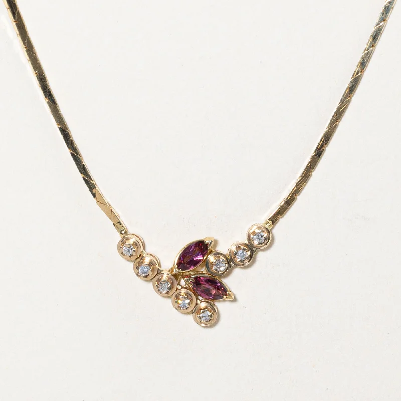 Faith charm necklaces-Garnet & Diamond Pendant Necklace | 0.50ctw, 0.08ctw | 16" |