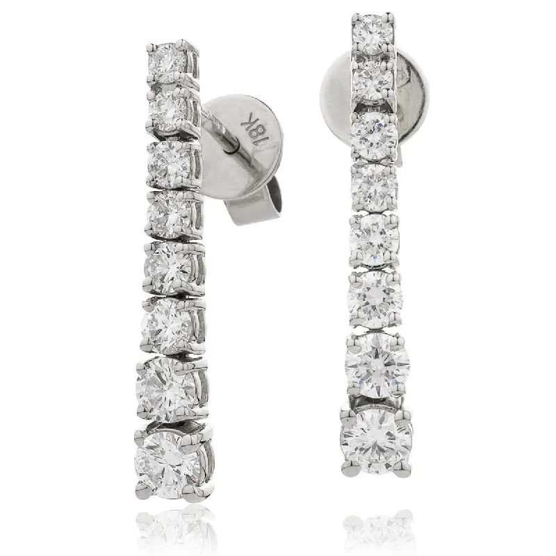 Soft threader earrings-DIAMOND DROP EARRINGS IN 18K WHITE GOLD