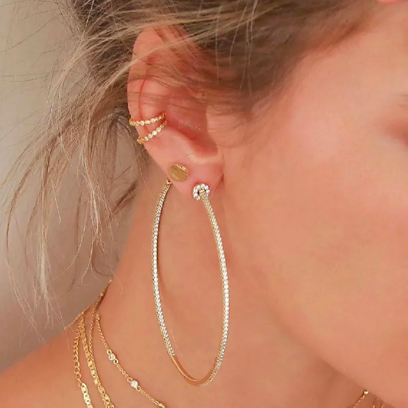 Smooth stud earrings-Gold Icy Minimalist Big Hoops