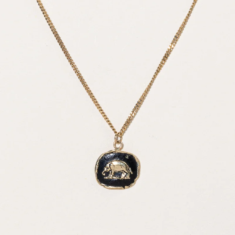 Drape-style necklaces-14k Yellow Gold Elephant Pendant Necklace | 24" |