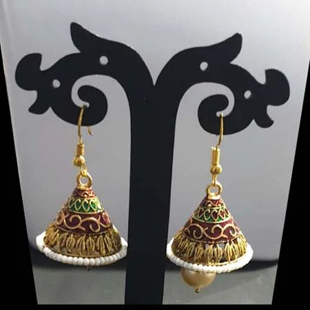 Textured disc earrings-Kundan Earrings Fashion Jewellery