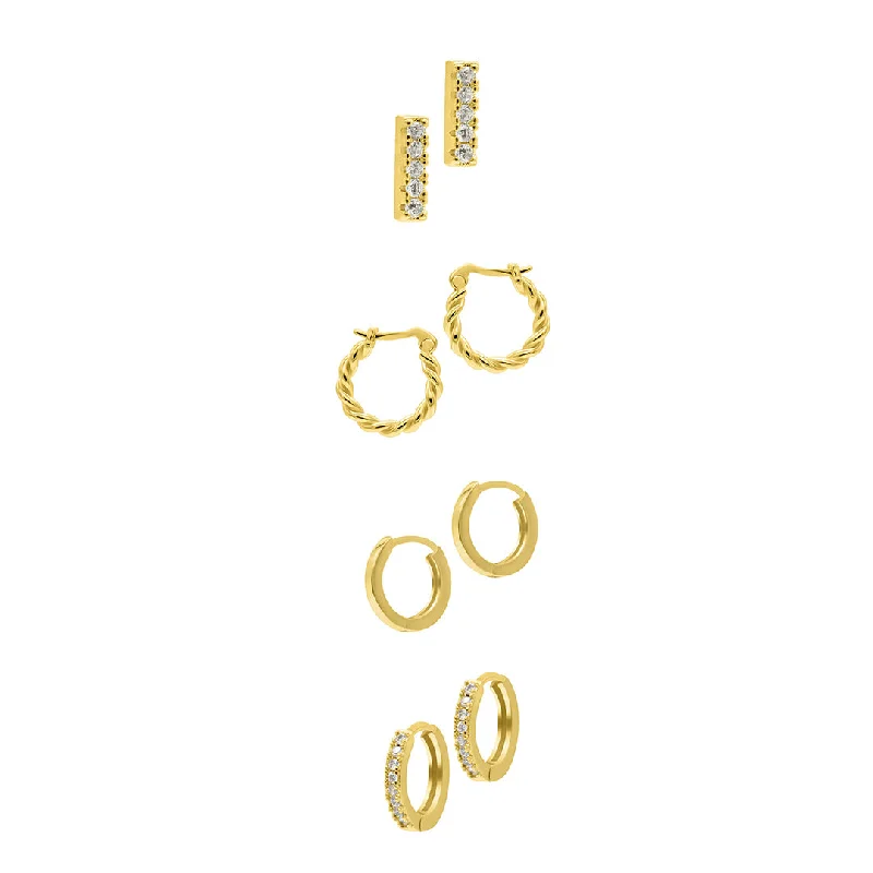 Solid cuff earrings-14k Gold Plated Set of 4 Earrings