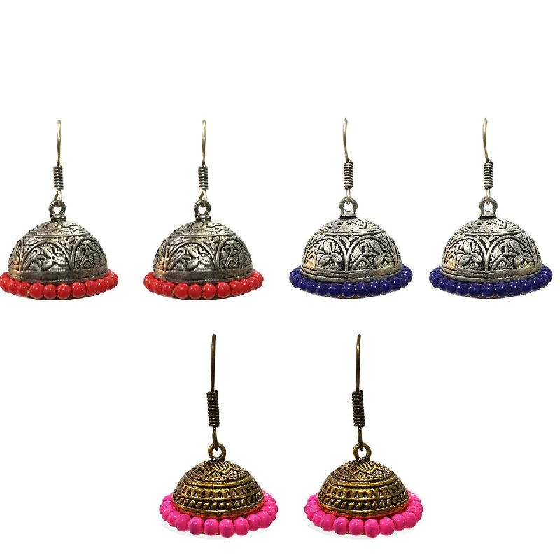 Light clay earrings-Combo Pack Of 3 Pairs Of Earrings, Gold, Silver Hot and Bold TrendsTops Earring for Girls & Women