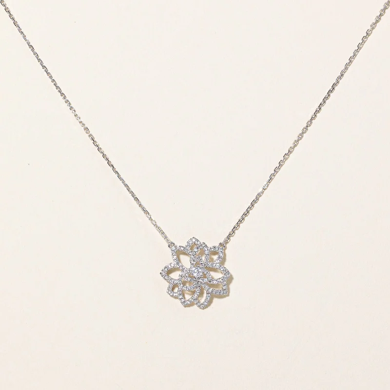 Oval pendant necklaces-Diamond Flower Pendant Necklace | 0.35 | 18" |