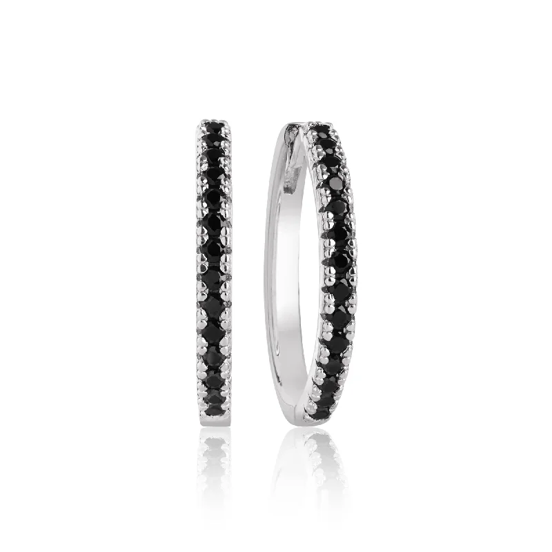 Ellera Grande Silver Earrings w. Black Zirconias