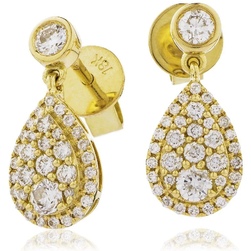 Solid cuff earrings-DIAMOND DROP EARRINGS IN 18K YELLOW GOLD