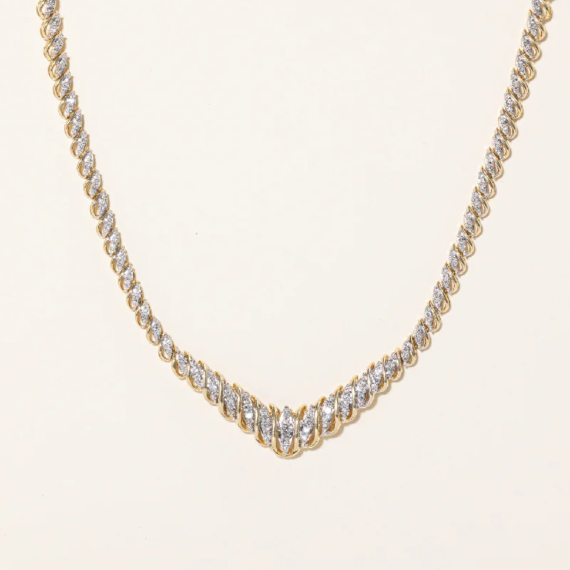 Woven knot necklaces-Illusion Set Diamond Necklace | 1.25ctw | 16" |