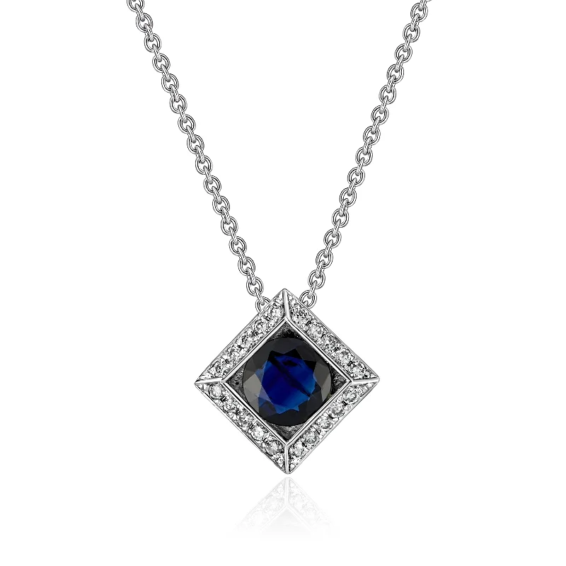 Sleek design necklaces-Sapphire and Diamond Kite Set Necklace