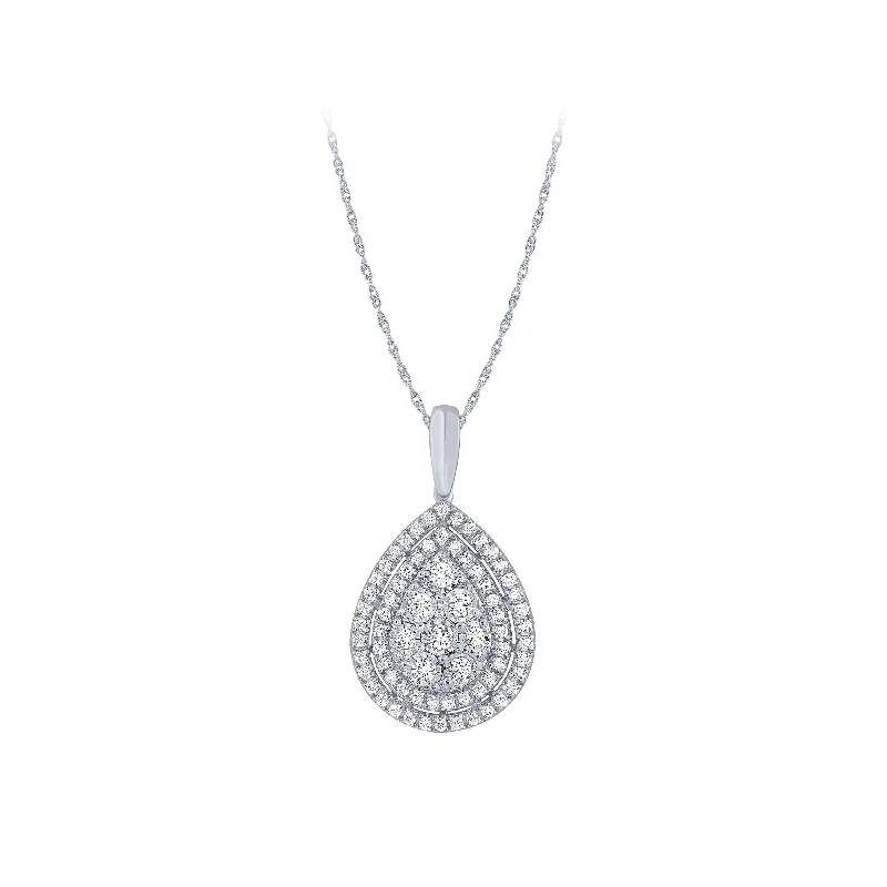 Stretch thread necklaces-14K White Gold 1/2Ct Pear Shaped Cluster Pendant