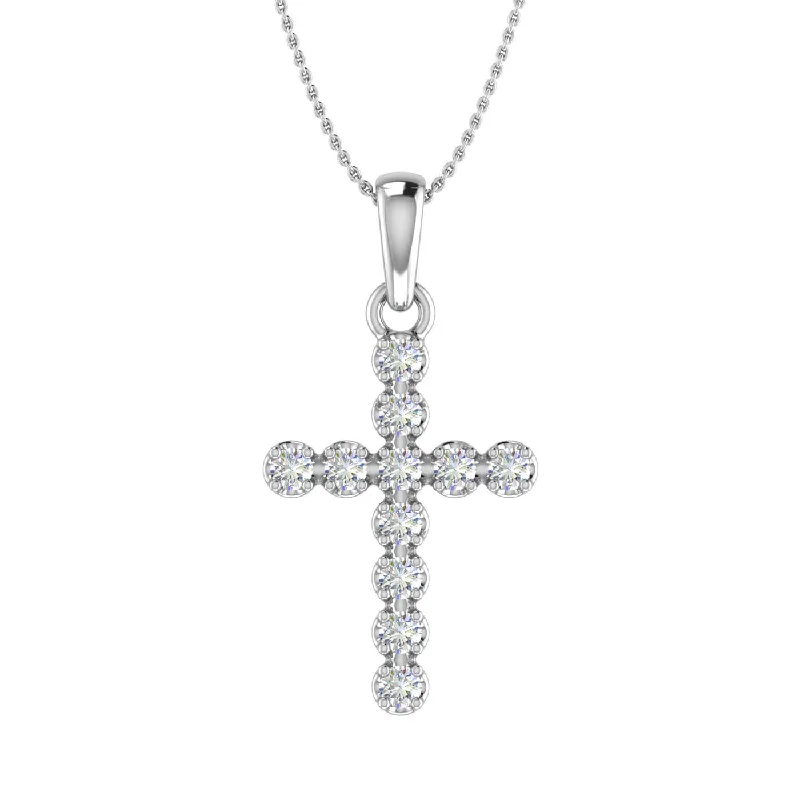 Floating gem necklaces-1/5 Carat Diamond Cross Pendant Necklace in Gold (Silver Chain Included)