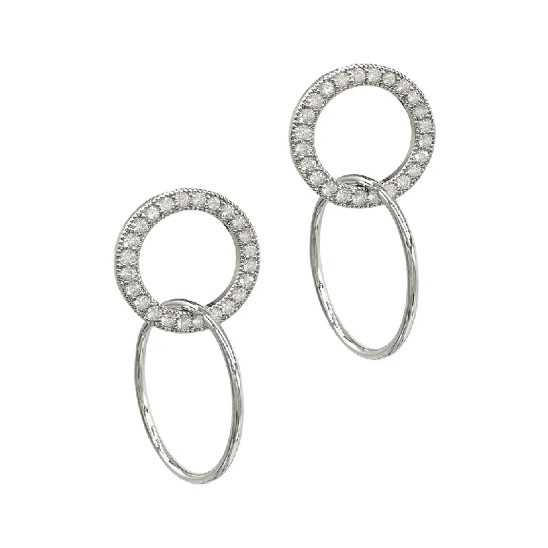 Shiny stud earrings-Drop Circle Earrings silver