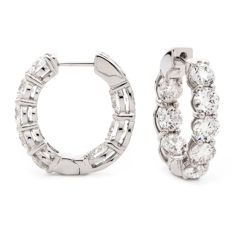 Topaz earrings-DIAMOND CLAW SETTING HOOP EARRINGS IN 18K WHITE GOLD