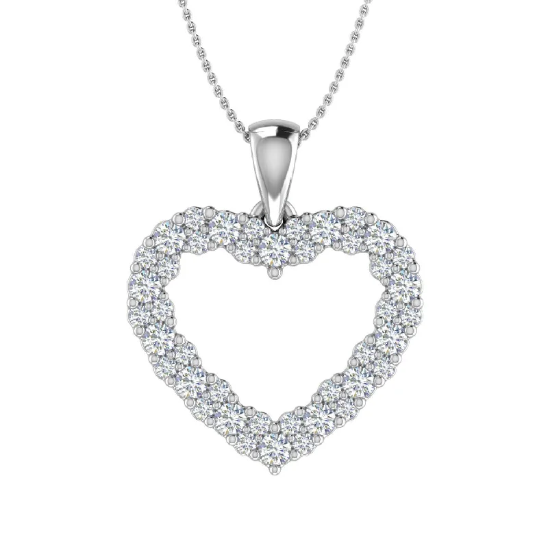 Retro medallion necklaces-1/2 Carat Diamond Heart Pendant Necklace in Gold (Silver Chain Included)