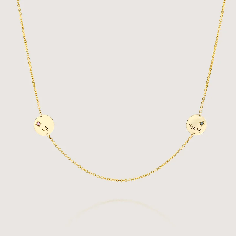 Bold cross necklaces-Two Chiara Gold Necklace with Star Setting & Engraving