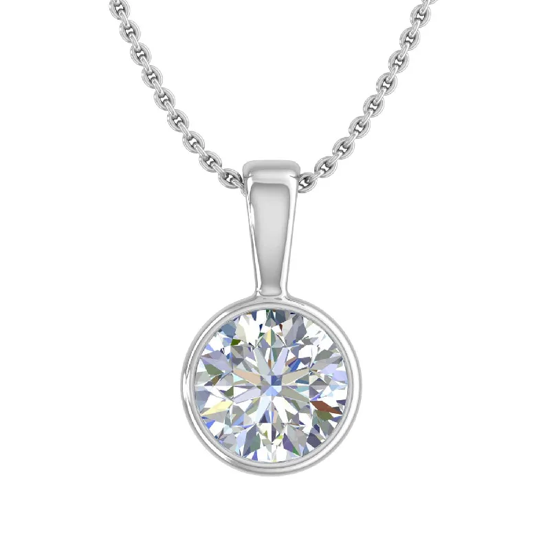 Tiered chain necklaces-3/4 Carat Diamond Solitaire Pendant Necklace in Gold (Included Silver Chain)