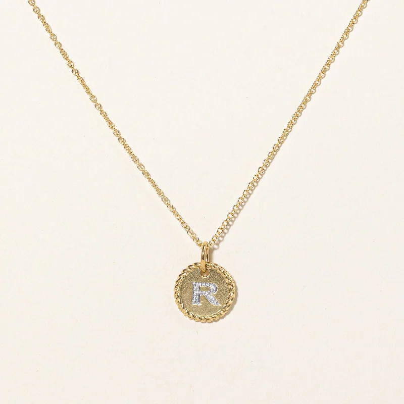 Solid link necklaces-Diamond 'R' Pendant & Necklace | 0.01ctw | 18" |