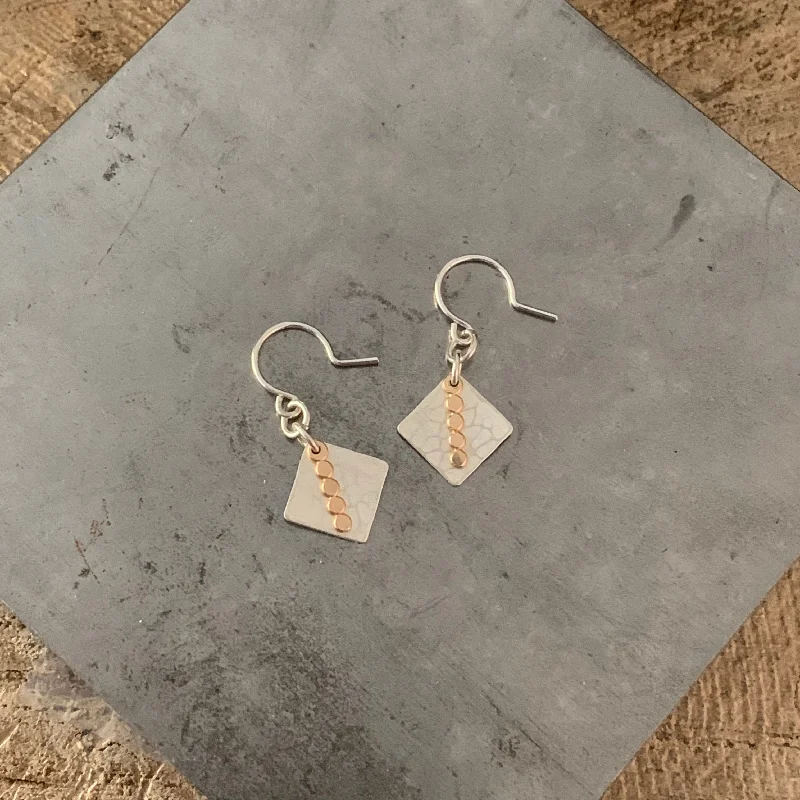 Glossy silver earrings-Dotted Line earrings