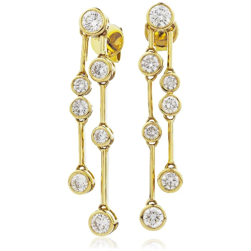 Bright gem earrings-DIAMOND DROP EARRINGS IN 18K YELLOW GOLD