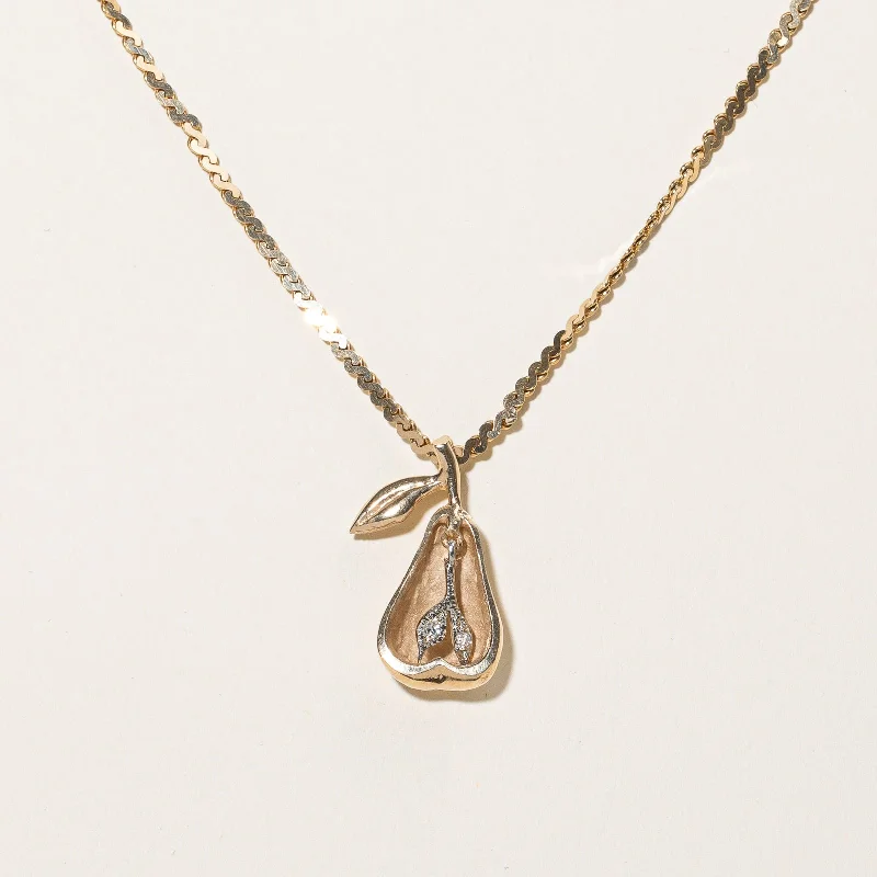 Onyx drop necklaces-Gold Pear Pendant & Necklace | 0.05ctw | 16" |