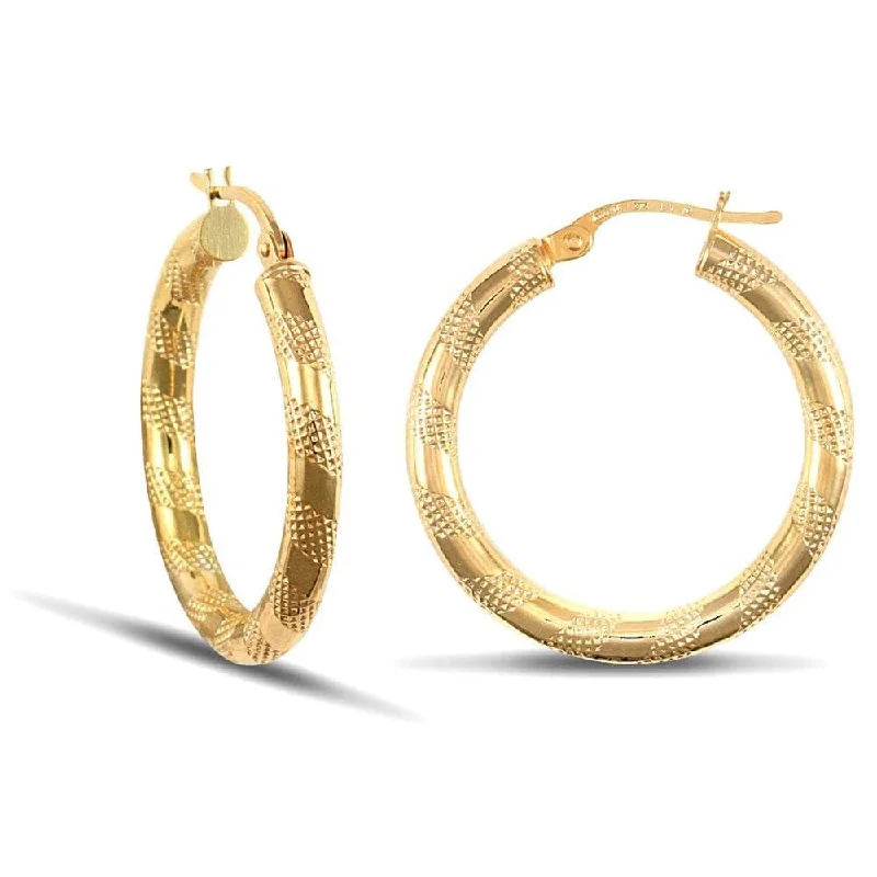 Heavy hoop earrings-9ct Yellow Gold Zebra Hoop Earrings