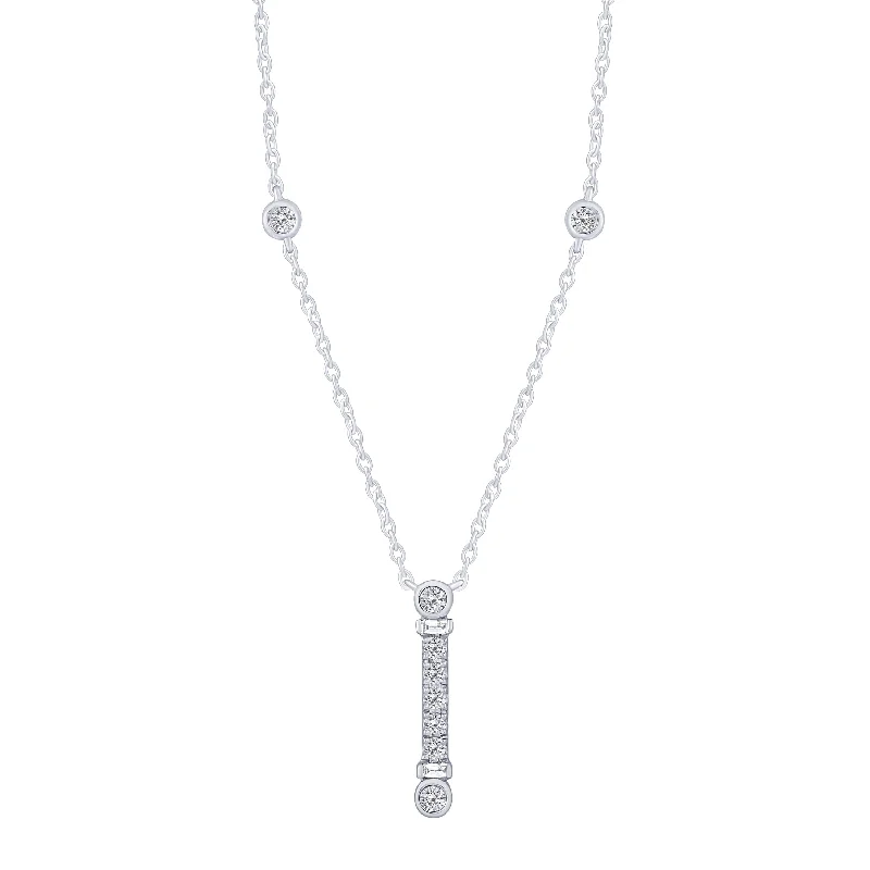 Agate gem necklaces-14K White Gold 1/5Ct Diamond Necklace