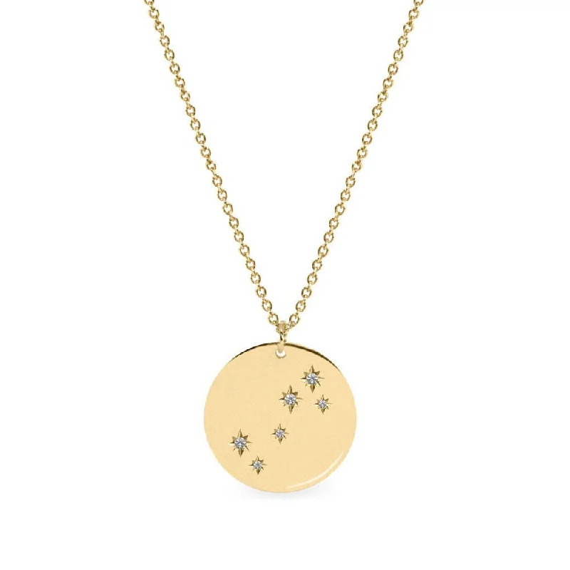 Vivid gem necklaces-Chiara Gold Necklace - zodiac chart & diamond setting