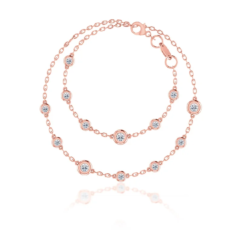 Cotton cord necklaces-LAINEY - Lab Diamond Bezel Edge Necklace 18k Rose Gold