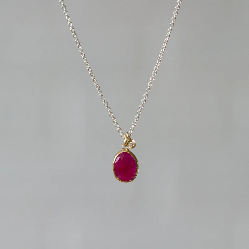 Layered chain necklaces-Ruby Sterling Silver and 14K Yellow Gold Theia Necklace