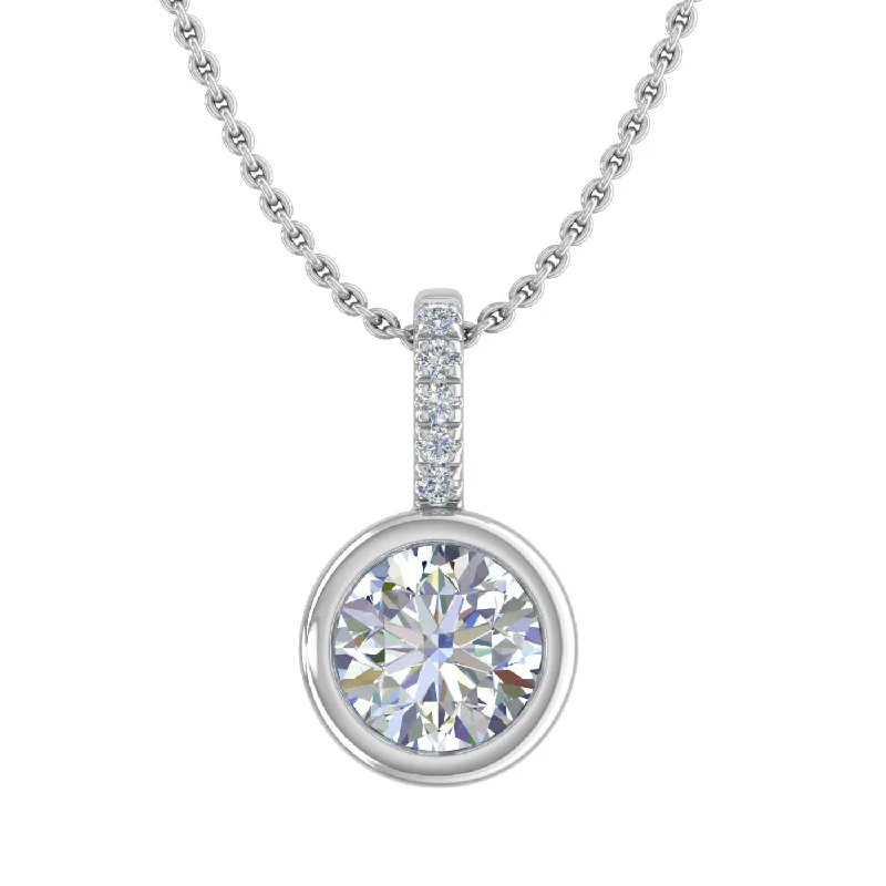 Heavy bib necklaces-1/2 Carat Diamond Solitaire Pendant Necklace in Gold (Included Silver Chain) - IGI Certified