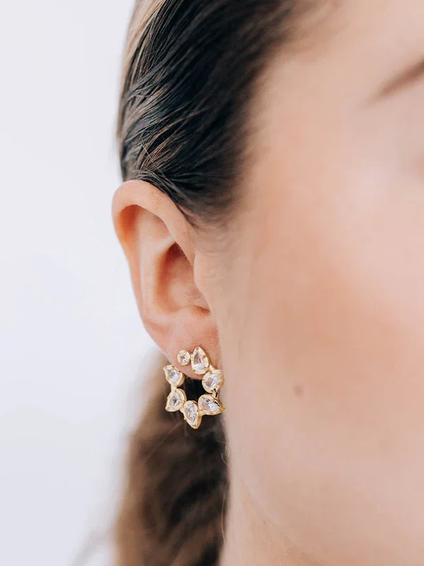 Thick dangle earrings-Mélia Pear Front to Back Hoops