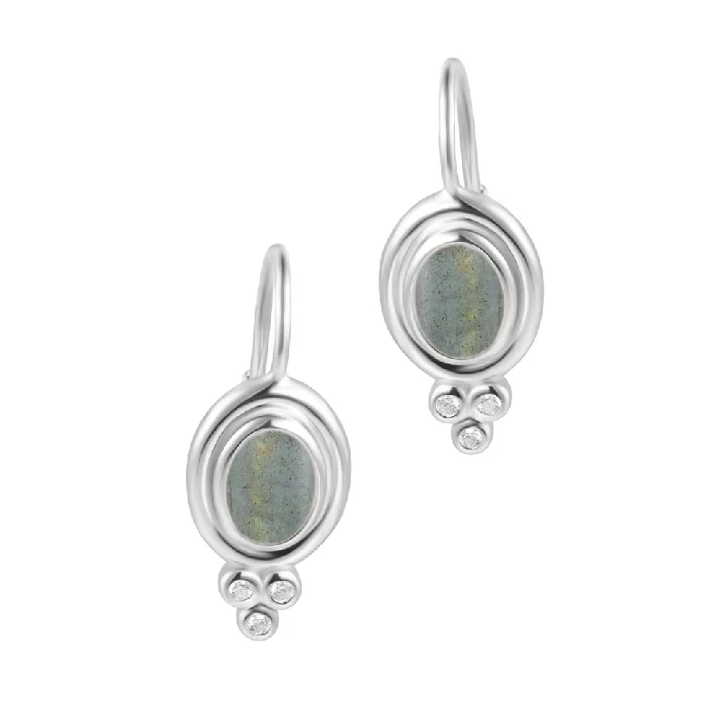 Old coin earrings-Labradorite Droplet Earrings .925 sterling silver