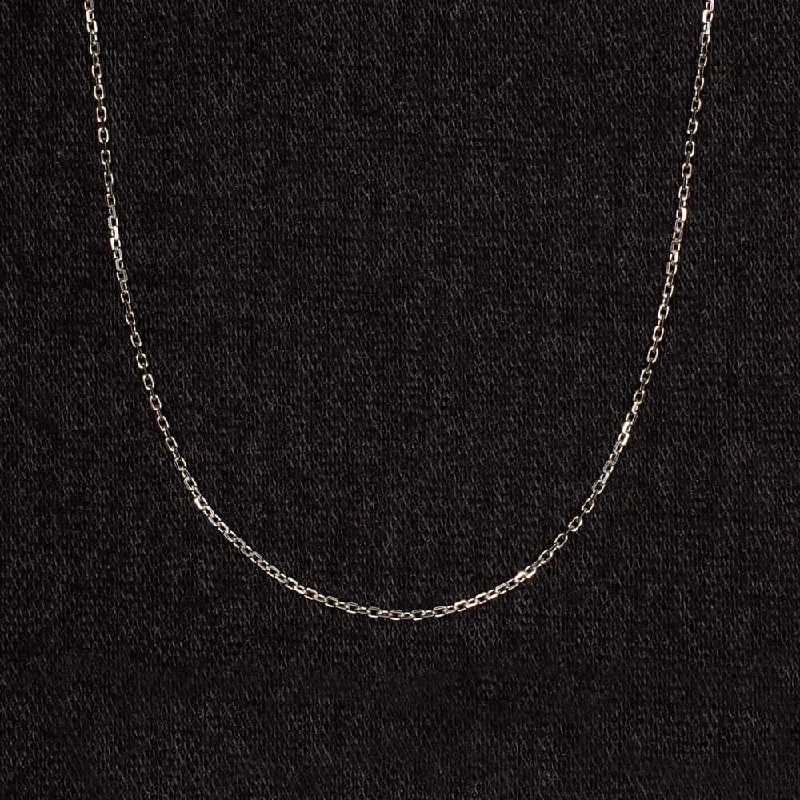 Pure gloss necklaces-SOLID 14K WHITE GOLD 16 INCH CHAIN 0.6mm FLAT CABLE THIN CLASSIC LADIES NECKLACE