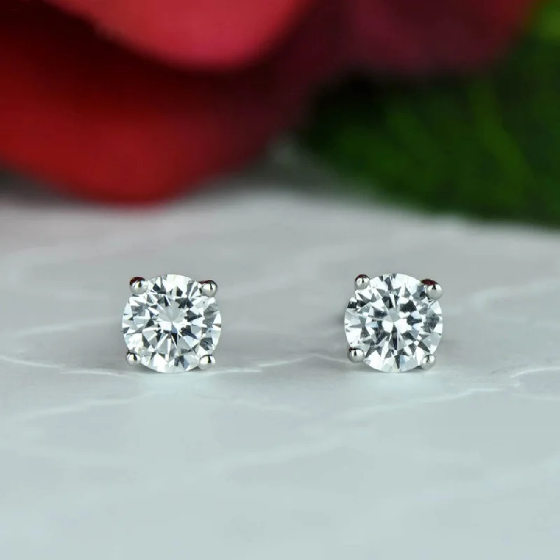 Bright gem earrings-1/2 ct, 1 ctw 4 Prong Stud Earrings