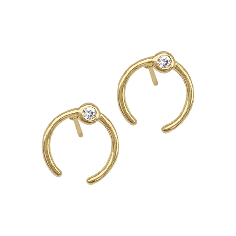 Solid cuff earrings-14k Gold Plated Horn Stud Earrings