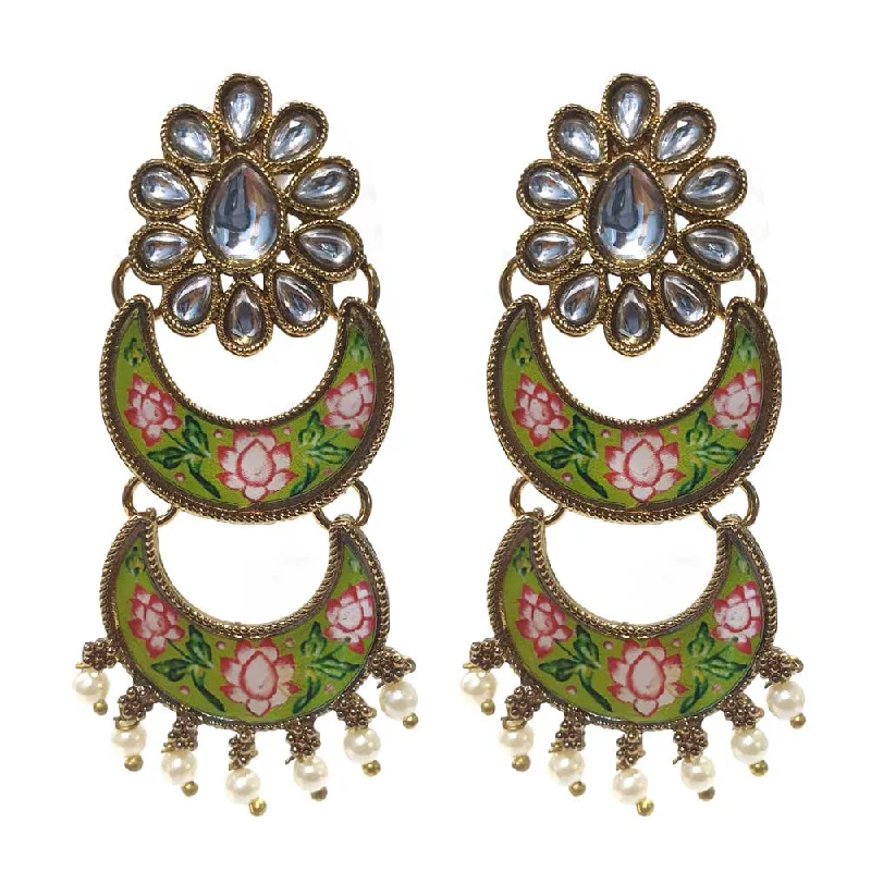 Heavy hoop earrings-FESTIVE COLLECTION' HANDMADE KUNDAN EARRINGS SOLD BY PER PAIR PACK' BIG SIZE 65 MM