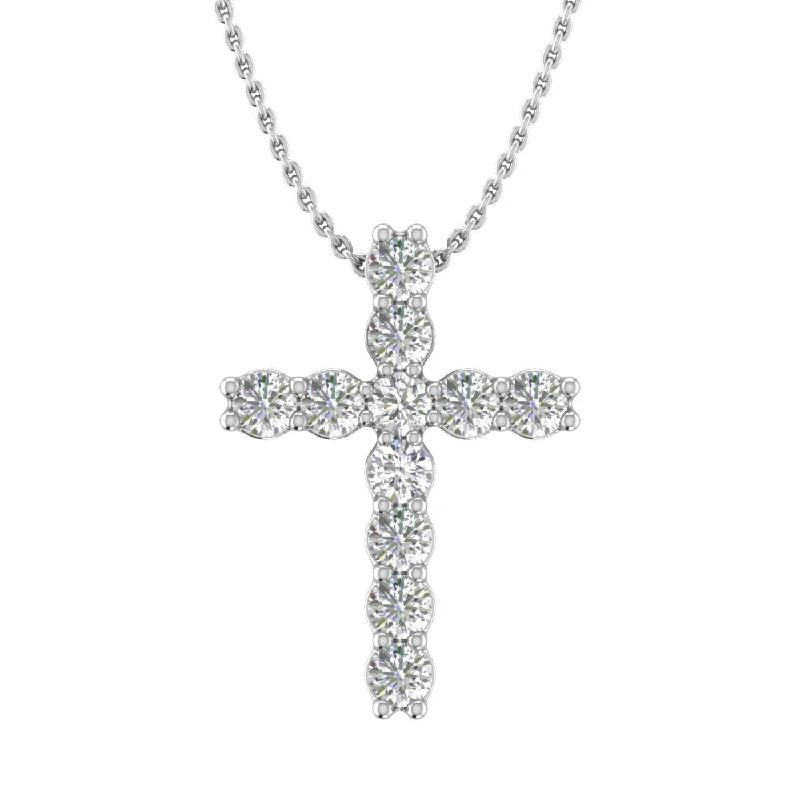 Soft cord necklaces-Gold Diamond Cross Pendant Necklace (0.15 Carat) (Silver Chain Included)